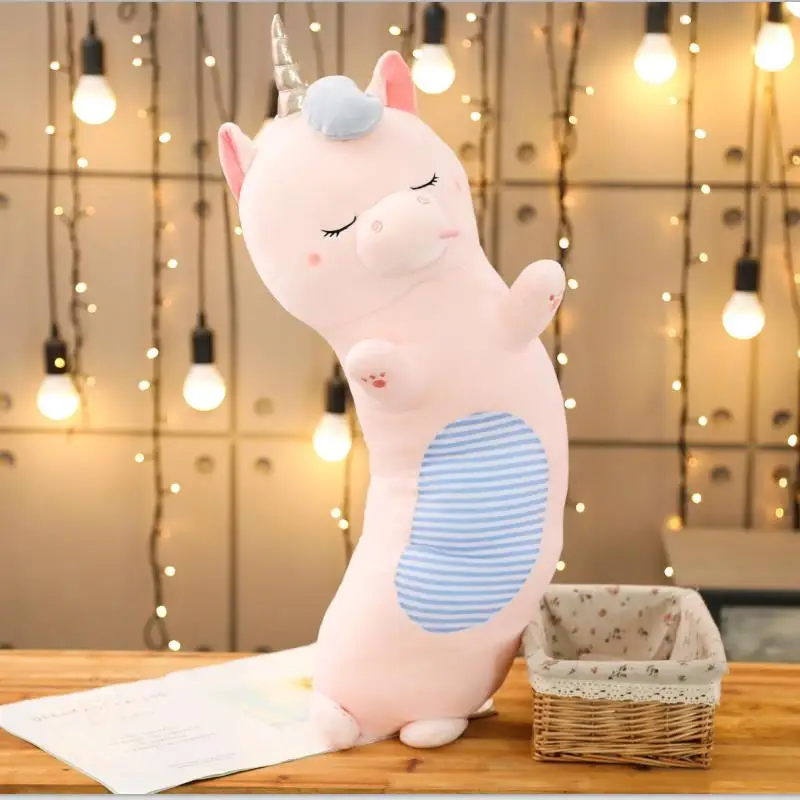 70 см длинная подушка Kawaii Единорог Кот Мягкие супер качество детские плюшевые игрушки подарки для детей подарки на день рождения - Цвет: pink unicorn