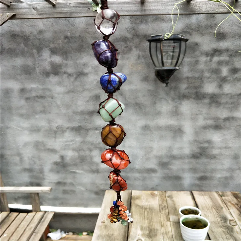 

7 Chakra Tumbled Tassel Spiritual Meditation Hanging/Window/Feng Shui Ornament Healing Reiki Stones Car/Home Decor 2019
