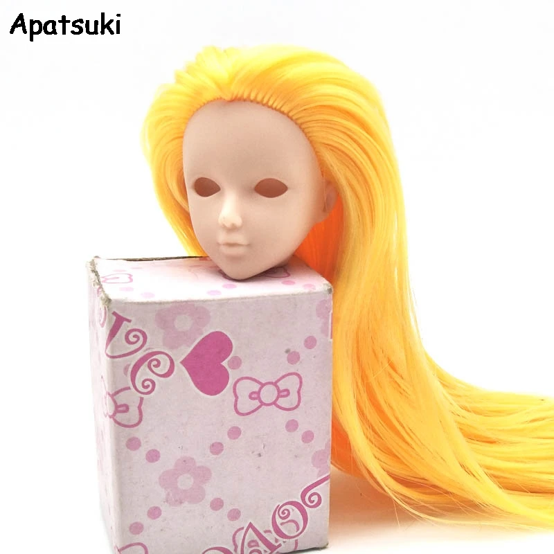 Soft Practice Makeup Diy Doll Head For Barbie Doll Golden Long Hair