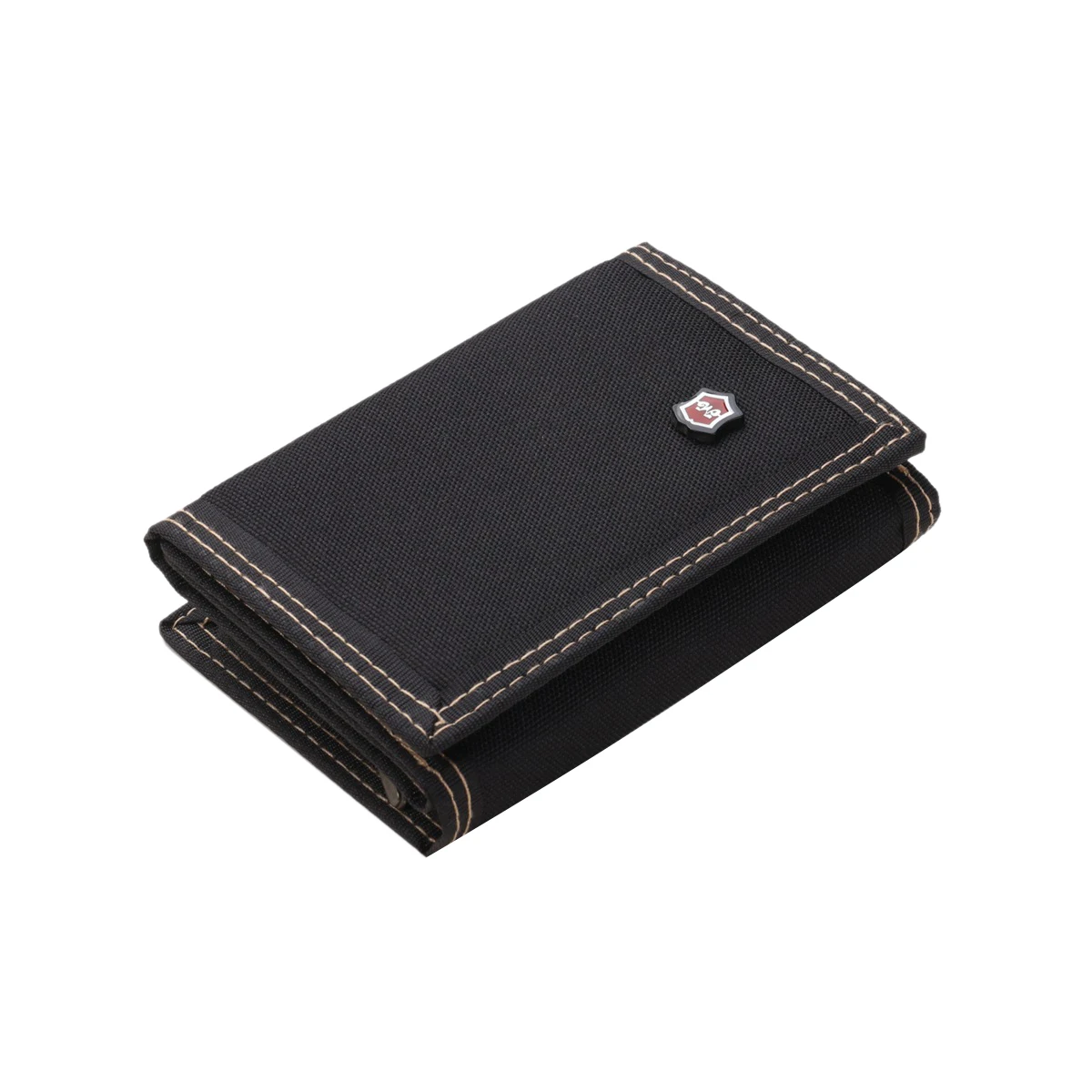 Men Solid Color Wallet Three-fold Coin Purse Canvas Wallet with Velcro Fashionable Card Pack 3