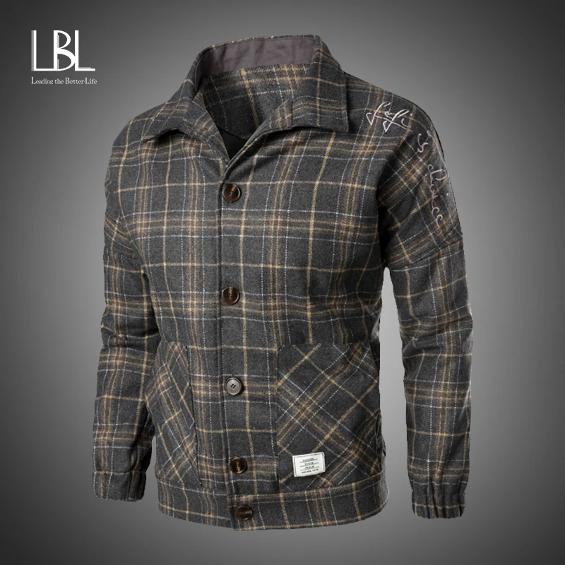 Autumn Woolen Jacket Men Fashion Retro Printing Casual Plaid Coat Men Streetwear Loose Overcoat Male Clothes Large Size M-5XL Autumn Woolen Jacket Men Fashion Retro Printing Casual Plaid Coat Men Streetwear Loose Overcoat Male Clothes Large Size M-5XL