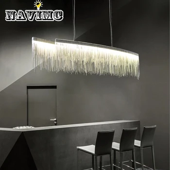

Italian Design Silver Art chandelier Engineering Luxury Chain Tassel Aluminum LED Beautiful Lighting