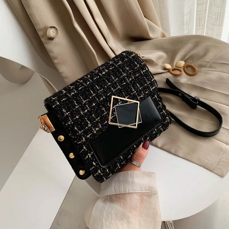 Winter Fashion Woolen Woman Chain Small Luxury Handbags Women Messenger Crossbody Bags Female For Designer Flap Shoulder Bag