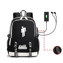 На открытом воздухе оба плеча Сумка, чем между дьяволом и темно-синим морем A. Ellish Billie Eilish шаблон Usb зарядка Рюкзак