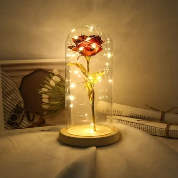 

Beautiful Eternal Rose LED Light Beauty And The Beast Rose In Glass Dome For Valentine's Day Mother's Or Christmas Day Gift