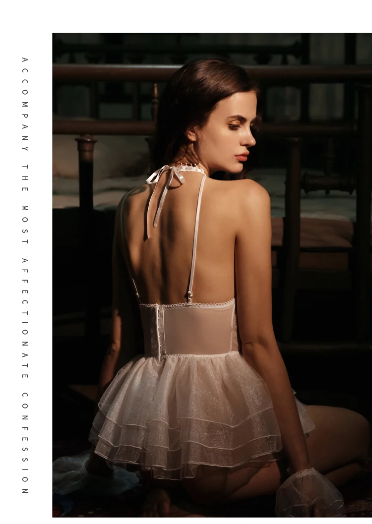 Sexy Lingerie Women Sheer Gauze Temptation Bride Honeymoon Nightgown Ultra Short Sleepwear Pajamas for Women Sleepwear Sets