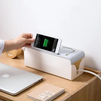 

Desk Organizer Power Cord Storage Box Power Strip Socket Hub Home Desktop Charger Wire Cable Box