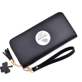 

Geometric Luxury Brand Leather Wallets Women Long Zipper Coin Purses Tassel Design Clutch Wallet Female Money Credit Card Holder