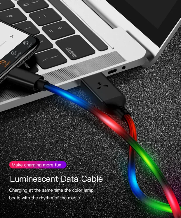 2.4A светящийся usb-кабель для быстрой зарядки Micro USB type C кабель для зарядки мобильных телефонов huawei samsung Galaxy Xiaomi