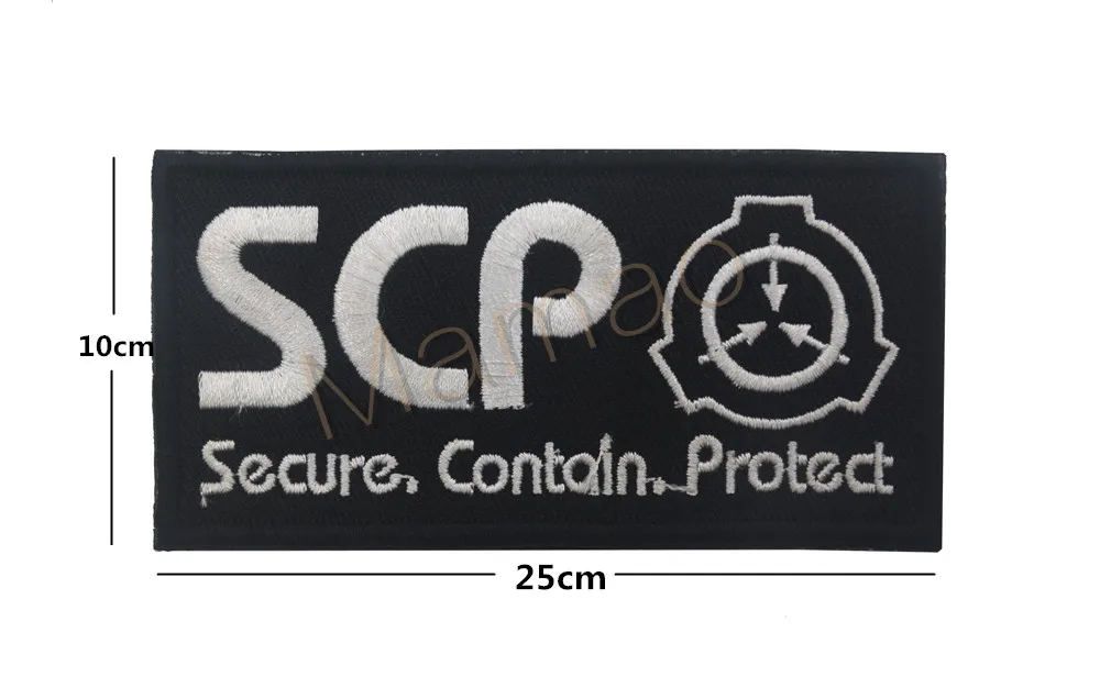 SCP 10x25cm SCP патчи специальные процедуры удержания основа безопасный Содержит защиту вышивка Badg аппликация для куртки джинсы рюкзак - Цвет: SCP 10x25cm