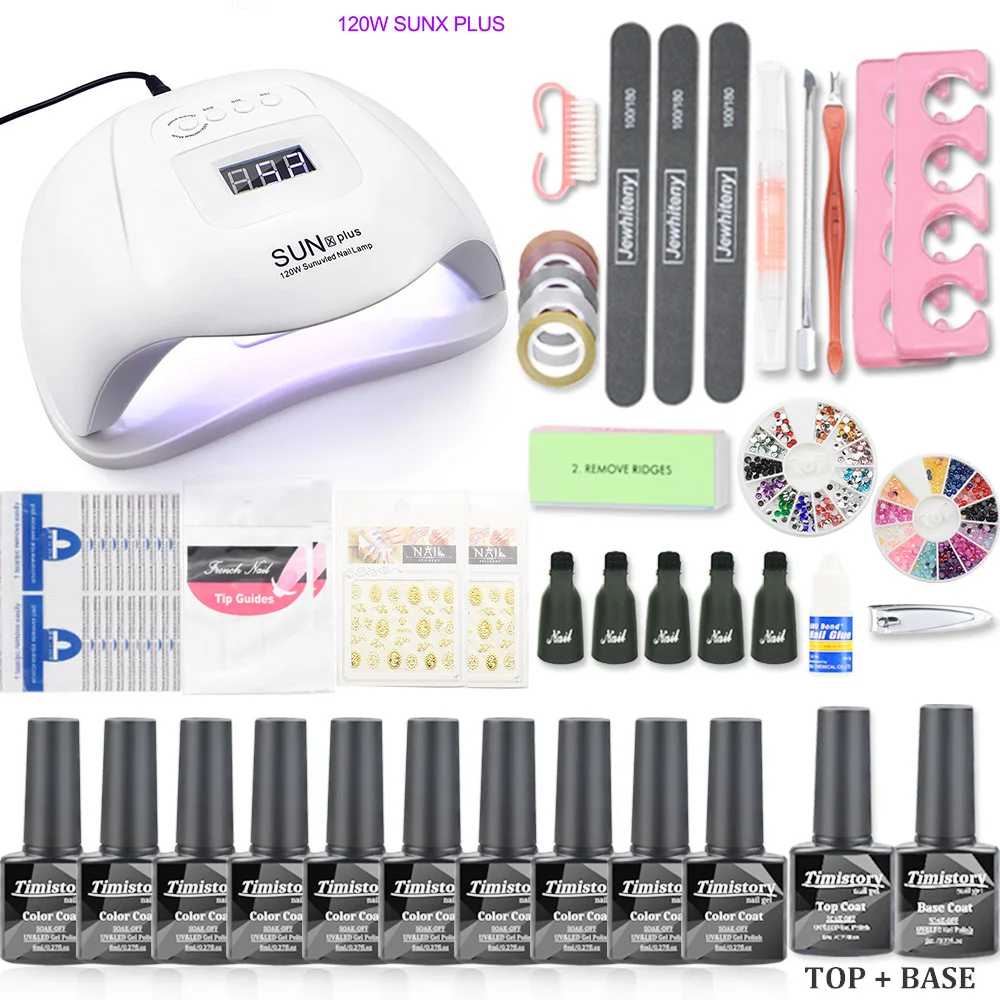 120W SUNX PLUS SET 4 Набор для ногтей 120 Вт/54 Вт УФ светодиодный набор гель-лаков для ногтей и электрическая дрель для ногтей инструменты для маникюра Набор для наращивания ногтей - Цвет: 120W SUNX PLUS SET 4