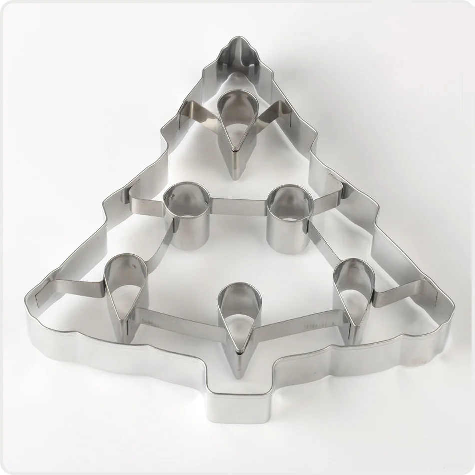 

3D Christmas Tree Stereo Cookie Mould Christmas Cake Decor Christmas Tree Baking Tools Stainless Steel Biscuit Model Cookie
