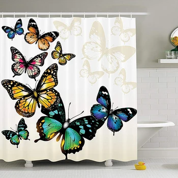 

Animals Butterfly Printed Shower Curtain Small Fresh Home Decoration Bathroom Curtains Polyester Waterproof Bath Screens