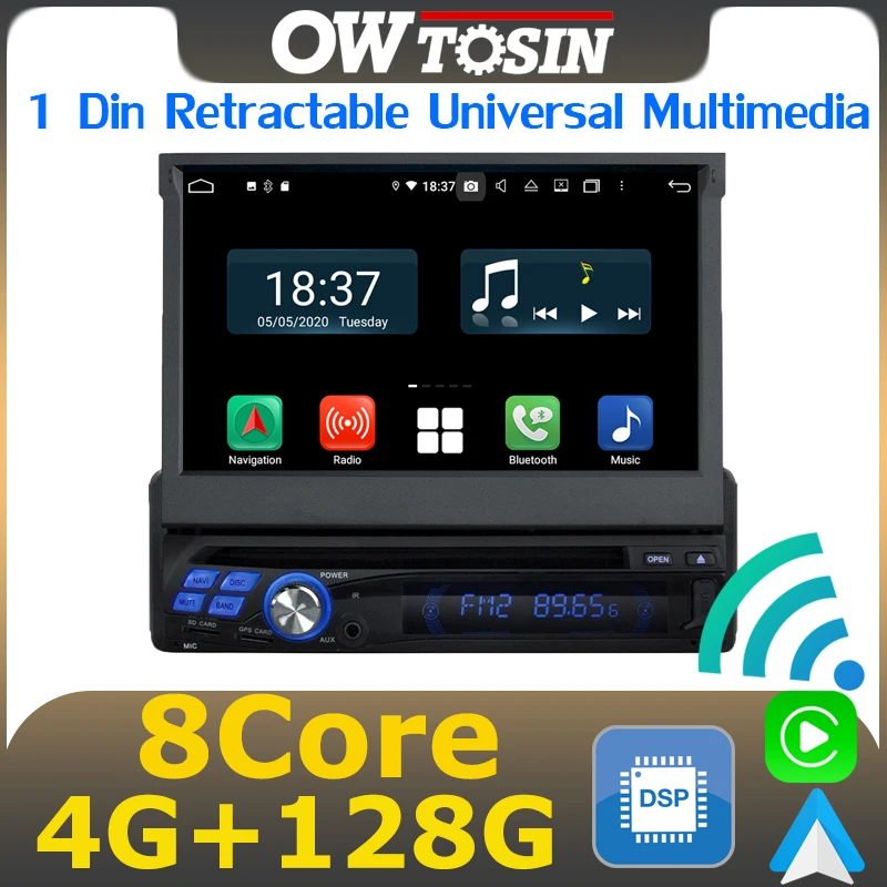 Автомобильный GPS-радиоприемник с выдвижным экраном Android 10 0 1DIN 8 ядер 4 + 128 ГГц