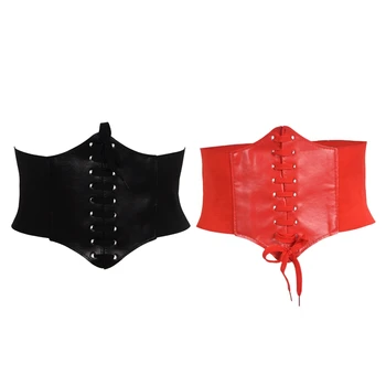 

1Pcs Wide Band Elastic Tied Waspie Corset Waist Belt, Black & 1Pcs Fashion Women Wide Waist Waistband Belt Corset Elastic Waspie