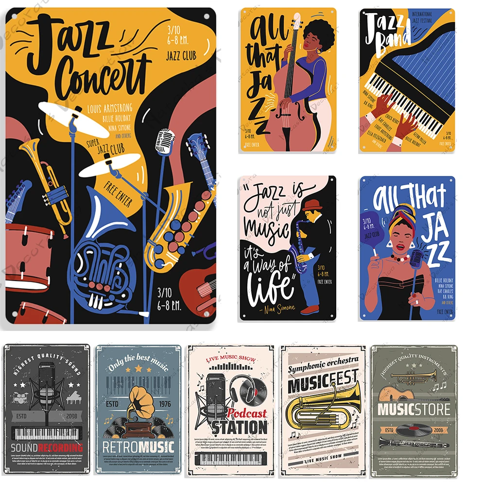 

Музыкальный настенный знак Rock JAZZ металлический знак винтажный постер клубный Паб Бар домашний декоративный знак музыкальный инструмент металлический постер ржавый знак