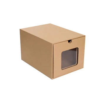 

Thickened Kraft Cardboard Box Transparent Drawer Shoebox Receptacle Box Durable Practical And Convenient Household Items