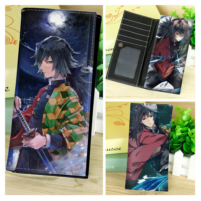 Женский длинный короткий кошелек Kimetsu no Yaiba с изображением демона, держатель для карт, кошелек с отделением для монет, мультипликационный кошелек Kamado Tanjirou на молнии