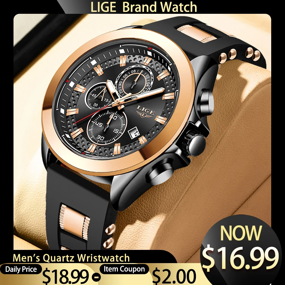 LIGE New Fashion Mens Watches Top Brand Luxury Quartz Watch Men Mesh Steel  Waterproof Ultra-thin Wristwatch For Men Sport Clock