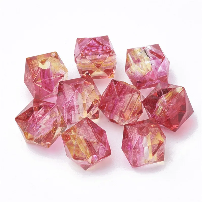 

50PCS Colorful Spray Paint Acrylic Beads DIY Handmade Making Bracelet Jewelry Bead For Charm Polygon Shape Beads Wholesale X502