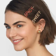 Jujia жемчужные заколки для волос с буквами Кристалл блестящие стразы буквы женская заколка для волос инструмент для укладки заколка милые аксессуары для волос