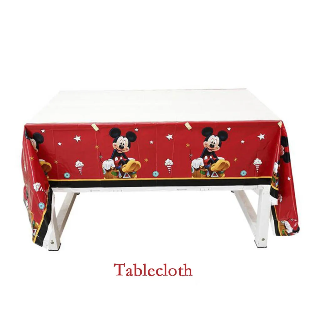 tablecloth Наклейки на бутылки с водой Микки Маус Микки детская тематическая вечеринка на день рождения Рождественская вечеринка макет украшения бумажные чашки блюдо - Цвет: tablecloth
