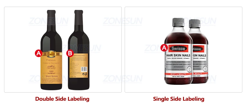 ZONESUN XL-T801 полуавтоматическая изогнутая двухсторонняя банка ПЭТ круглая бутылка для вина, варенья, воды, молока, соковыжималка, этикеточная машина