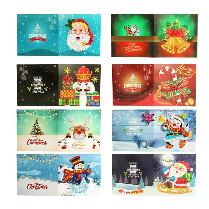 Рождественские поздравительные открытки 5D DIY Алмазная картина поздравительная открытка специальная форма день рождения год рождественский подарок Санта-Клаус/снеговик