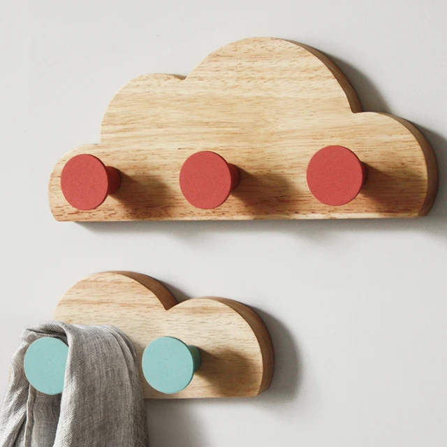 Nordic Natural Wooden Hooks For Kids Boy Room Hooks Wood for Room