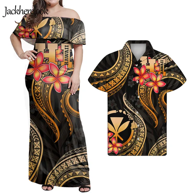Jackherelook Womens Vintage Maxi Dresses Samoan Hibiscus Polynesian Tribal Brand Design Summer Unisex Clothes Off Shoulder Dress Lavender