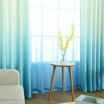 

DIDIHOU Gradient Color Velvet linen Texture Sheer Curtains For Living Room Kitchen Decorations Window Voile Tull Draperies