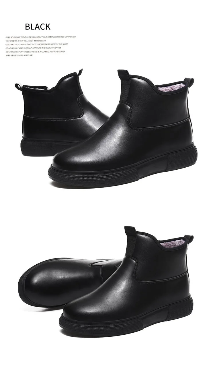 Men Boots Waterproof Leather Snow Boot Men Shoes High Quality Vintage British Warm Fur Boots Autumn Winter Men Casual Ankle Boot