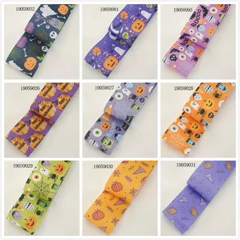 

5 Yards 25mm/38mm/50mm/75mm Grosgrain/Satin Ribbon Beautiful All Saints' Day Printed for DIY Hair Bows Headwear