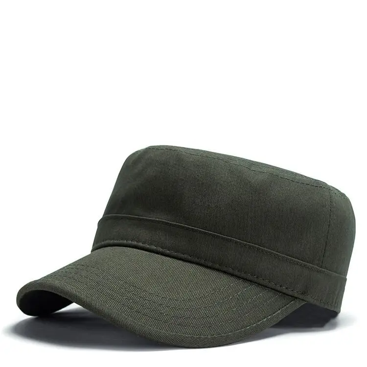 Jade GE Four Seasons Paragraph Solid Color Light Board Plus-sized Military Cap Men's WOMEN'S Universal Military Training for Stu - Цвет: Green