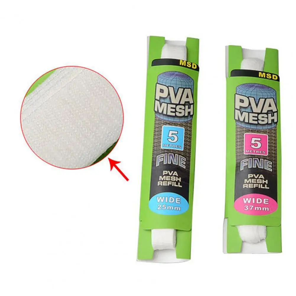 Fishing Bait Feeder 5M PVA Soluble PVA Mesh Refill Carp Fishing Feeder Fishing Lures Refill Hair Rig Hook Bait 25mm 35mm Bag Accessories