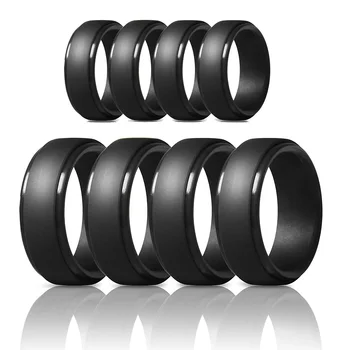 

8Mm ular Camouflage Silver Black Men Silicone Cool Rings Women Rubber Wedding Ring Environmental Sports Ring