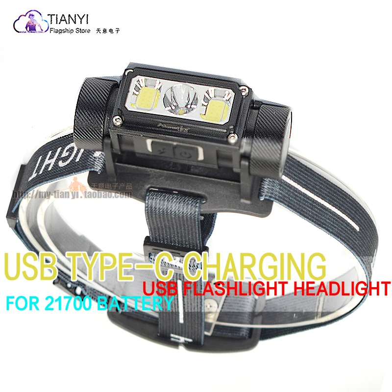

Wearing a strong light flashlight 21700 battery multi-function strong head light USB TYPE-C charging head light work light