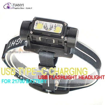 

Wearing a strong light flashlight 21700 battery multi-function strong head light USB TYPE-C charging head light work light