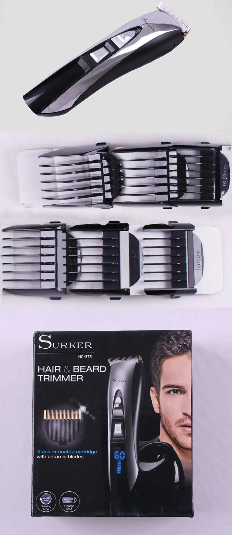SURKER Professional Hair Trimmer Rechargeable LED Display Men's Cordless Electric Hair Clipper Fader Hair Cutting Machine