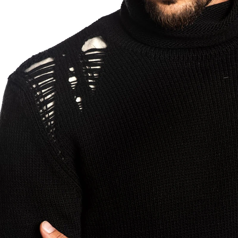 Европейский Плюс Размер, мужской теплый свитер, вязаная одежда, мужские зимние пуловеры с высоким воротом, свитер с потертостями, модное пальто в повседневном стиле