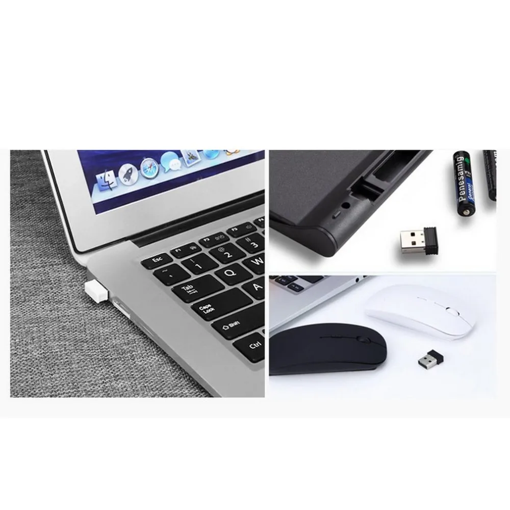 2 4G Slim Optical Wireless Keyboard and Ultra Thin Mouse Mice USB Receiver Combo Kit for 4