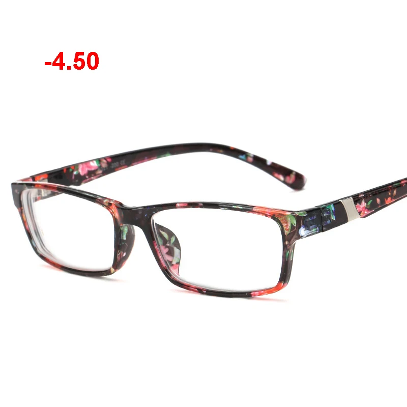 multicolor -4.50 Очки для женщин и мужчин с оптической отделкой от близорукости, по рецепту прямоугольные оправа для очков близорукие модные очки прозрачные очки - Цвет оправы: multicolor -4.50