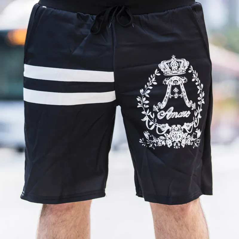 

Summer men's casual plus size shorts quick-drying Crown printing
