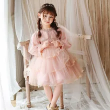 Элегантное рождественское платье с сеточкой и лоскутным принтом для маленьких девочек, платья-пачки принцессы для подростков праздничное свадебное детское платье Vestidos для детей от 2 до 6 лет