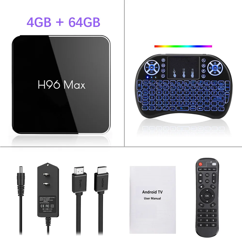 Android 9,0 4 Гб 64 Гб Смарт ТВ приставка H96 MAX X2 Amlogic S905X2 поддержка 1080p 4K 60 кадров в секунду Google Play Store Netflix Youtube 32 Гб 16 Гб - Цвет: 4G 64G i8 backnit ke