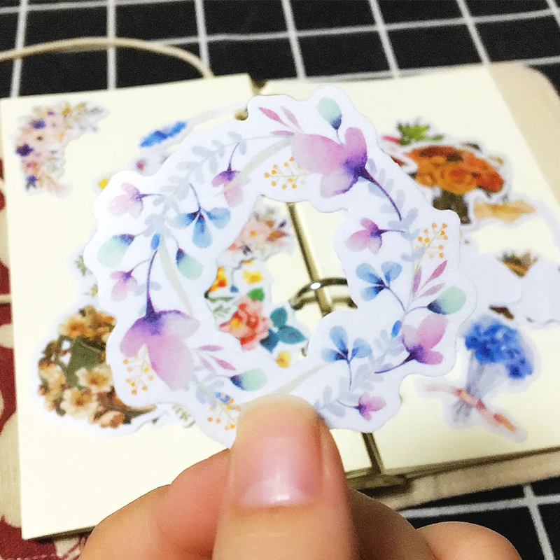 32PCS/bag junk journal light color retro flower series stickers DIY scrapbooking album diary happy planner decorative stickers