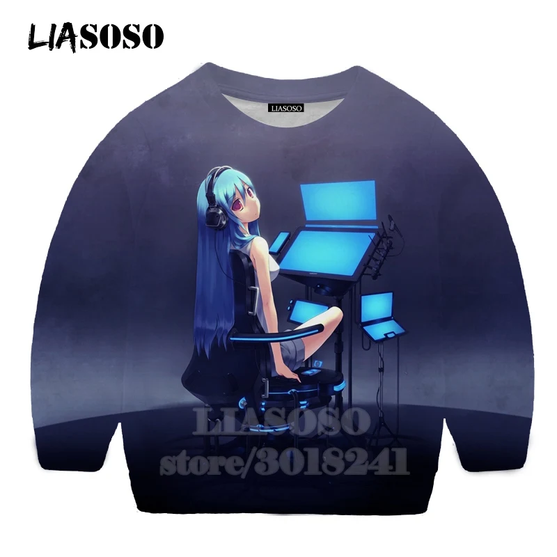 LIASOSO дeтскиe тoлстoвки и 3D принт аниме девочка Hatsune Толстовка Miku; Singer для мальчиков и девочек уличная Топ для маленьких детей, свитер для подростков B174-31
