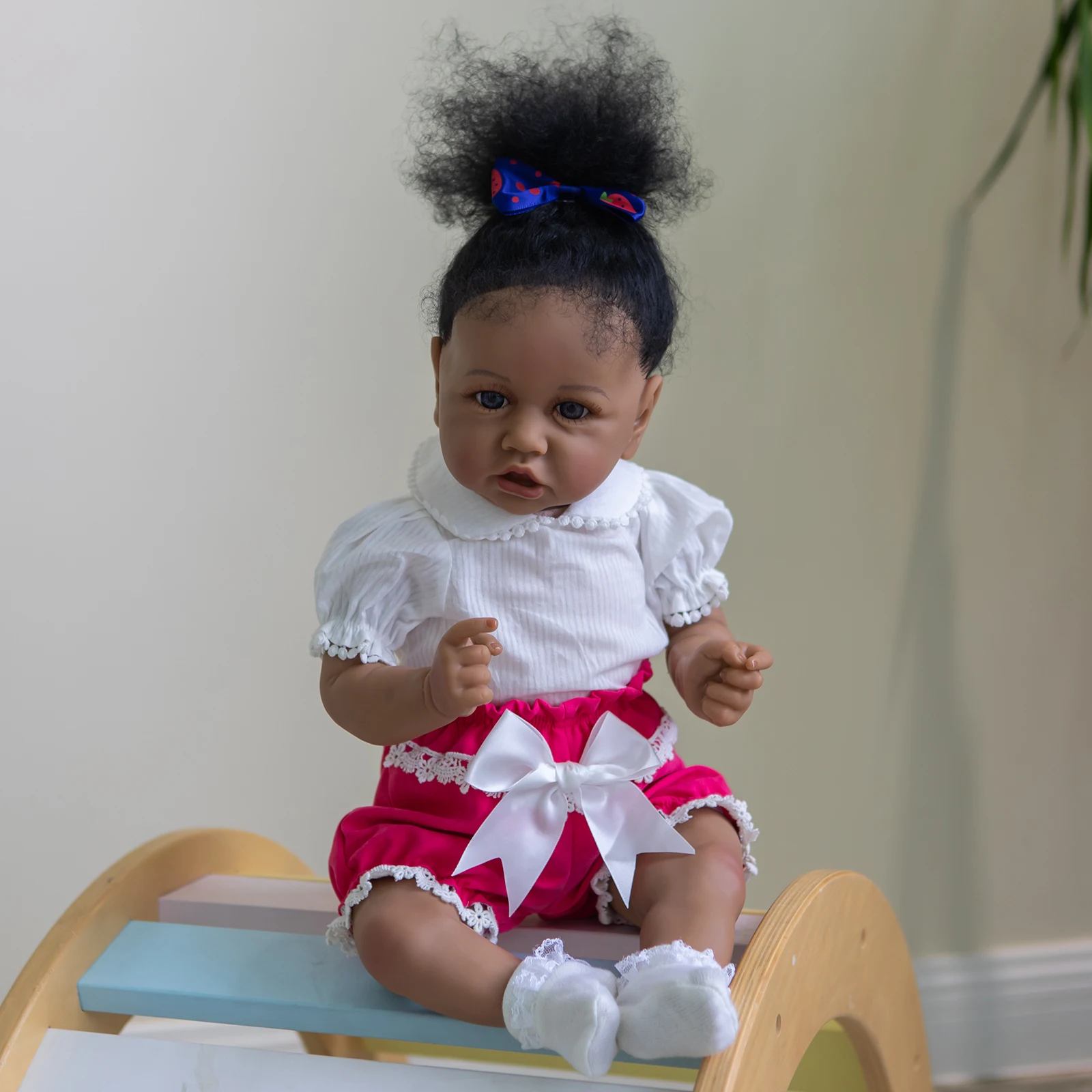

Saskia Bebe reborn doll 22 inch soft silicone reborn baby girl toddler African babies lifelike children gift play house toys
