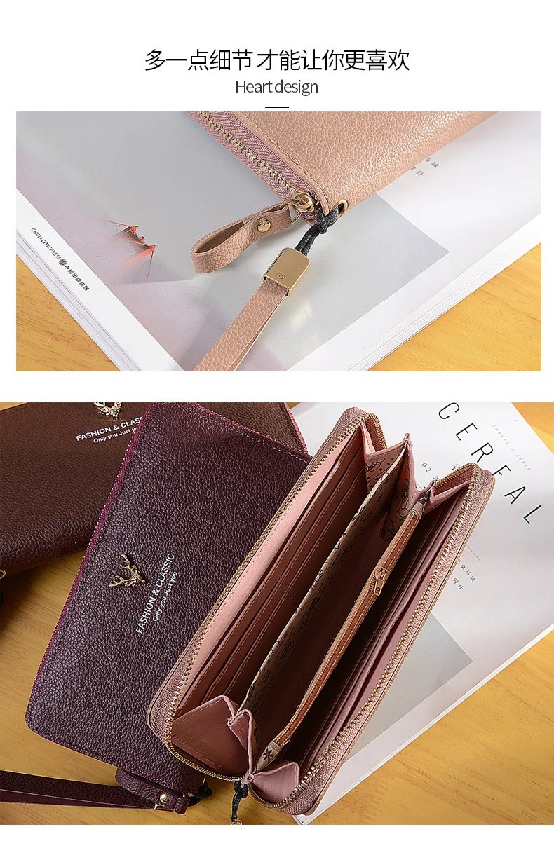 Ladies wallet new ins long small fresh student Korea simple cute girl deer head coin purse