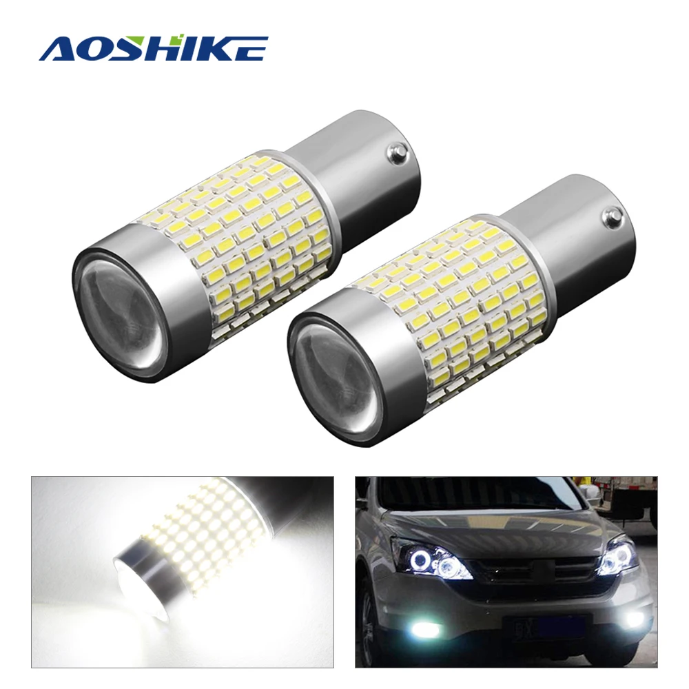 AOSHIKE 2 шт. 1156 светодиодный 144 чипы 3014 светодиодные лампы SMD белый свет лампы для авто поворотный сигнал заднего хода обратный конец света